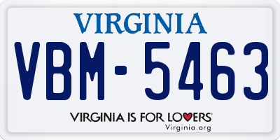 VA license plate VBM5463