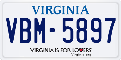 VA license plate VBM5897