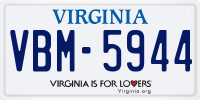 VA license plate VBM5944