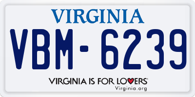 VA license plate VBM6239