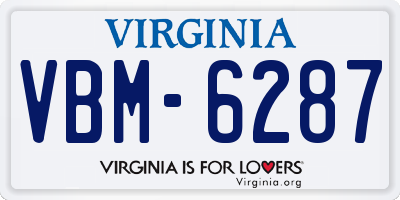 VA license plate VBM6287