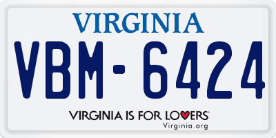 VA license plate VBM6424