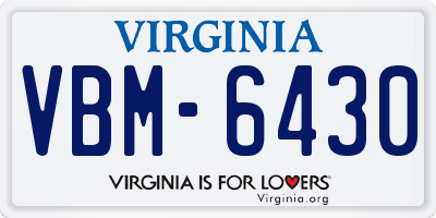 VA license plate VBM6430