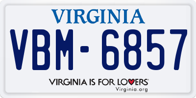 VA license plate VBM6857