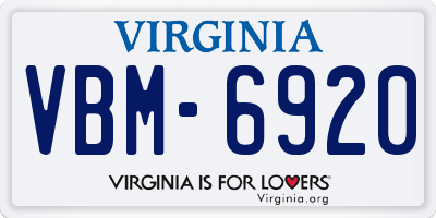 VA license plate VBM6920