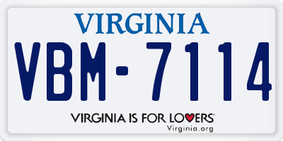VA license plate VBM7114