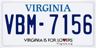 VA license plate VBM7156