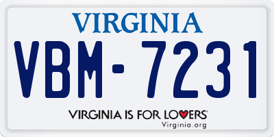 VA license plate VBM7231