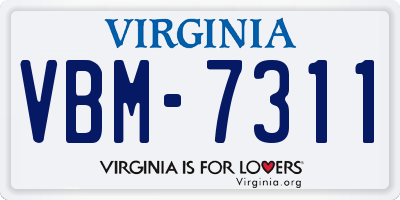 VA license plate VBM7311