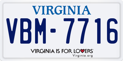 VA license plate VBM7716