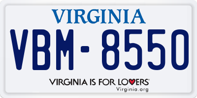 VA license plate VBM8550