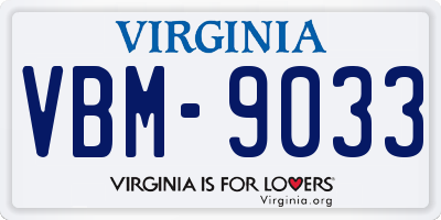 VA license plate VBM9033