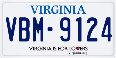 VA license plate VBM9124