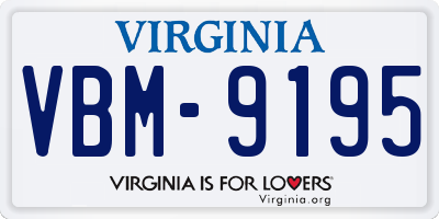 VA license plate VBM9195