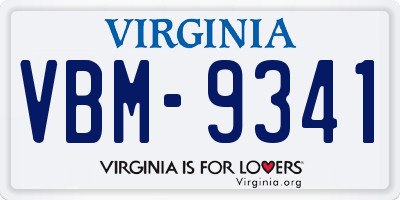 VA license plate VBM9341