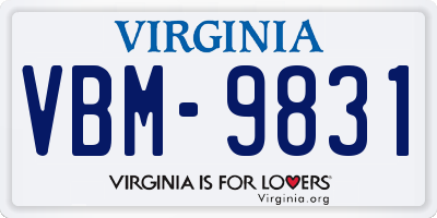 VA license plate VBM9831