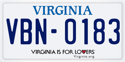 VA license plate VBN0183