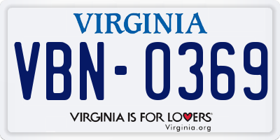 VA license plate VBN0369