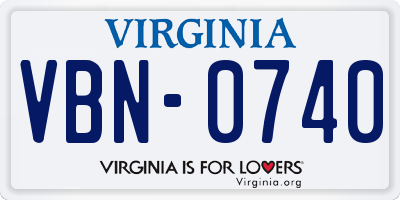 VA license plate VBN0740