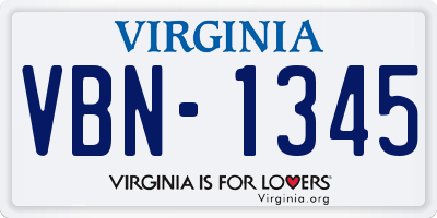 VA license plate VBN1345
