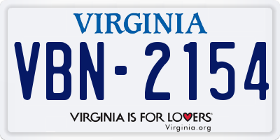VA license plate VBN2154