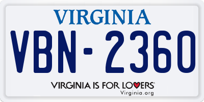 VA license plate VBN2360