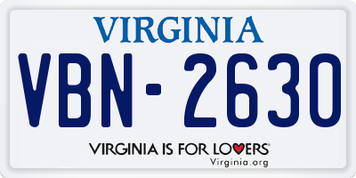 VA license plate VBN2630
