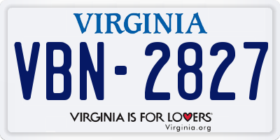 VA license plate VBN2827