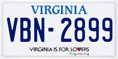 VA license plate VBN2899