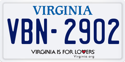 VA license plate VBN2902