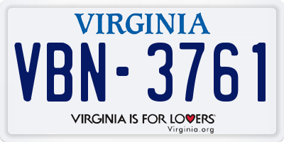 VA license plate VBN3761