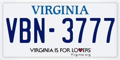 VA license plate VBN3777