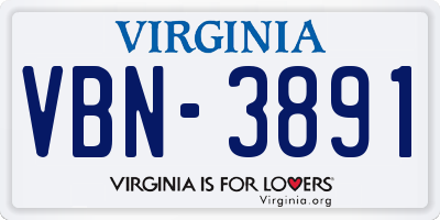 VA license plate VBN3891