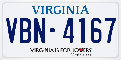 VA license plate VBN4167