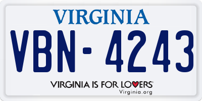 VA license plate VBN4243