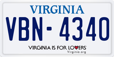 VA license plate VBN4340
