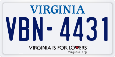 VA license plate VBN4431