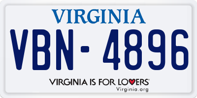 VA license plate VBN4896