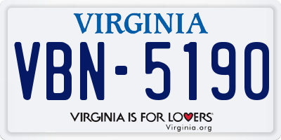 VA license plate VBN5190