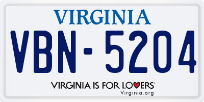VA license plate VBN5204