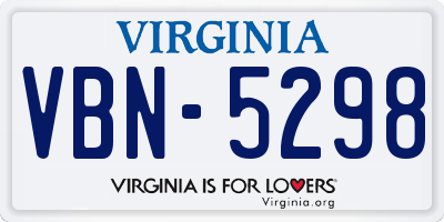 VA license plate VBN5298