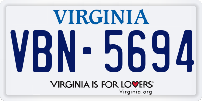 VA license plate VBN5694