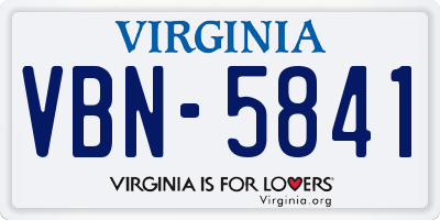 VA license plate VBN5841