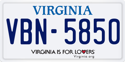 VA license plate VBN5850