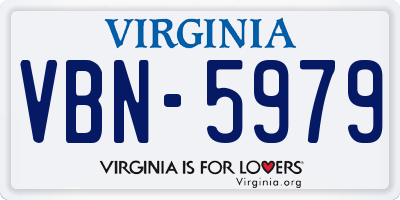 VA license plate VBN5979