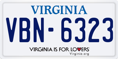 VA license plate VBN6323