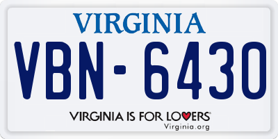 VA license plate VBN6430