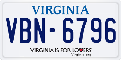 VA license plate VBN6796