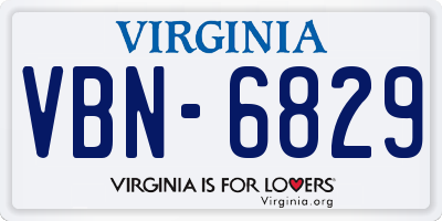 VA license plate VBN6829