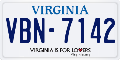 VA license plate VBN7142